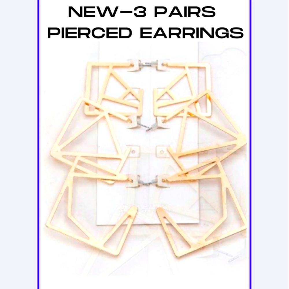 🔥3 PAIRS GOLD TONE EARRINGS